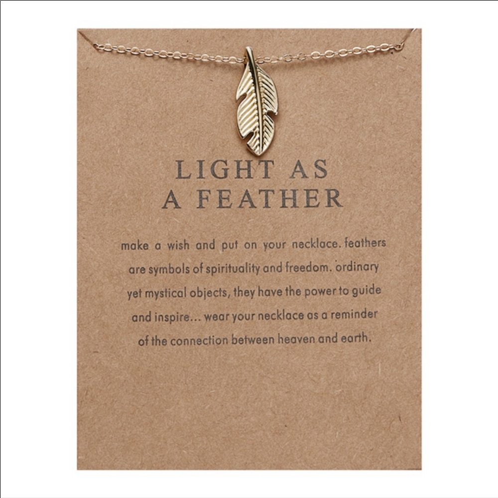 Make a Wish necklace. Feather. Light as a Feather
